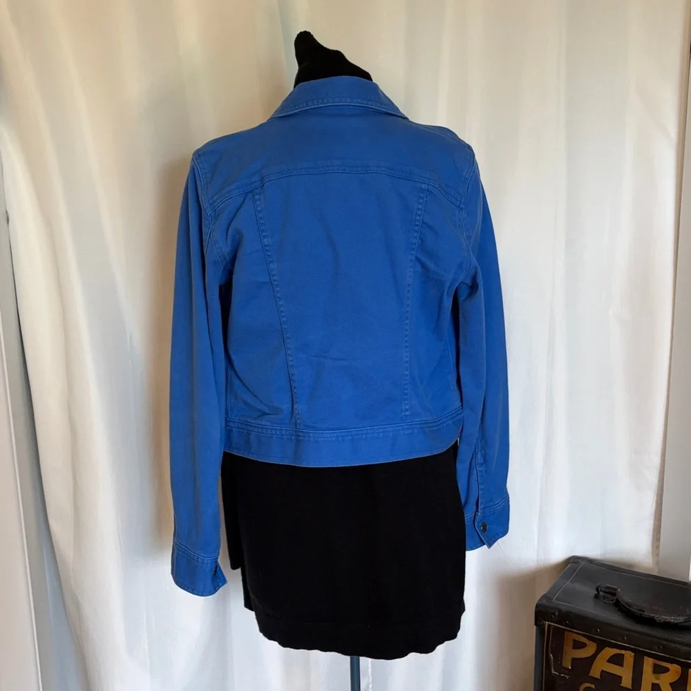 Blue denim twill jean jacket large broken-in breast pockets and side pockets - Picture 2 of 7